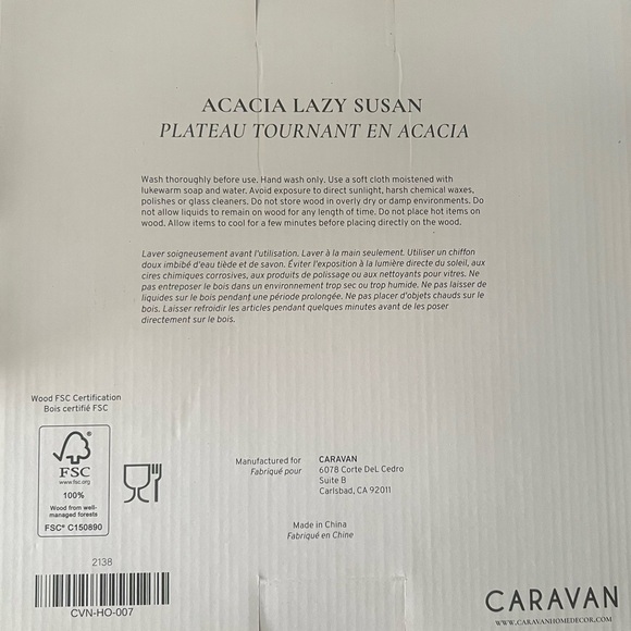 Caravan Lazy Susan Home Kitchen Size OS Tan - Picture 3 of 3